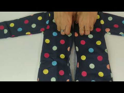 Macacão de Inverno Bebê Menina Preto com Bolinhas Coloridas