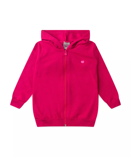 Jaqueta de Moletom Infantil Feminina Básica Pink