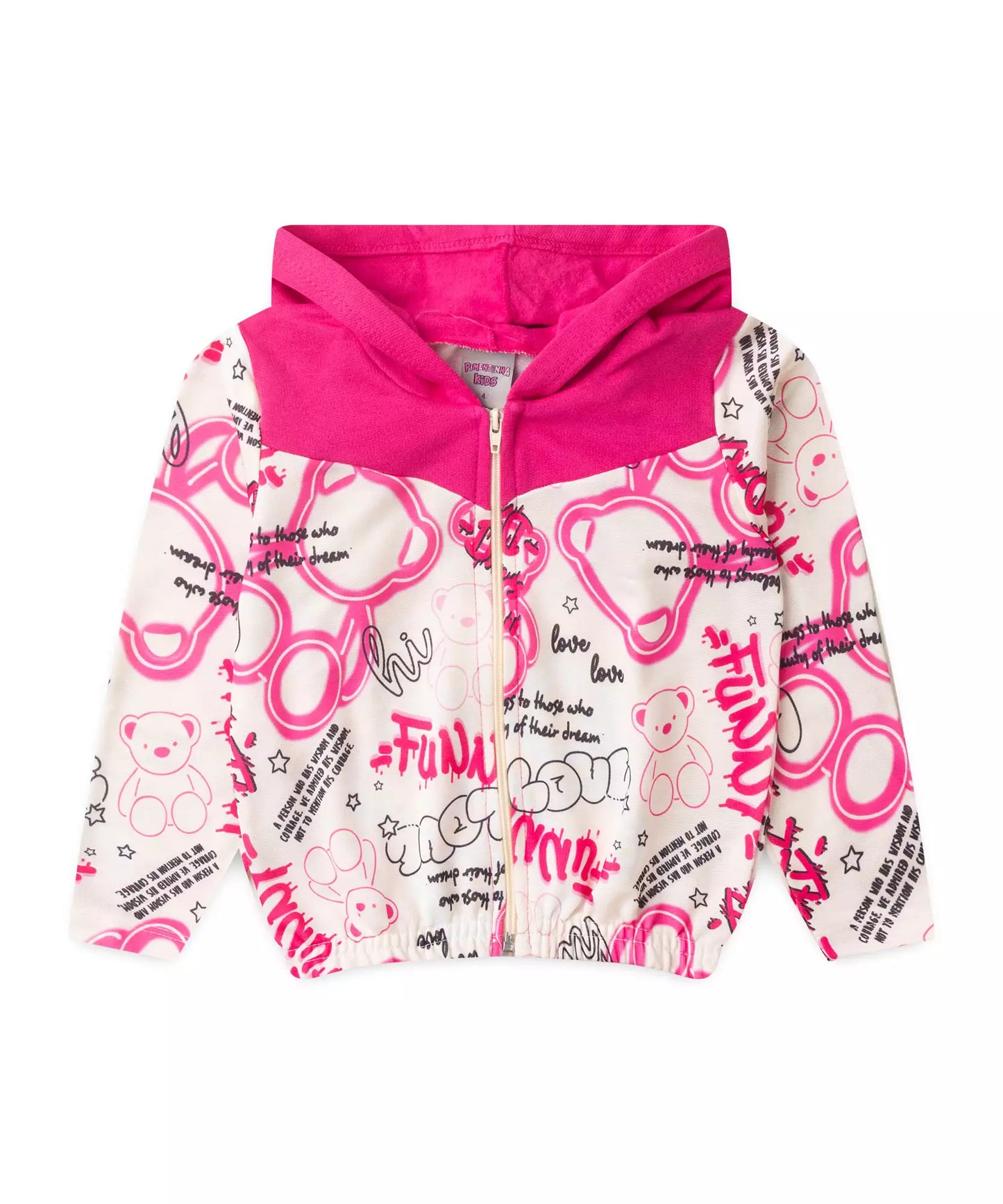 Jaqueta de Moletom Infantil Feminina Ursinho Pink
