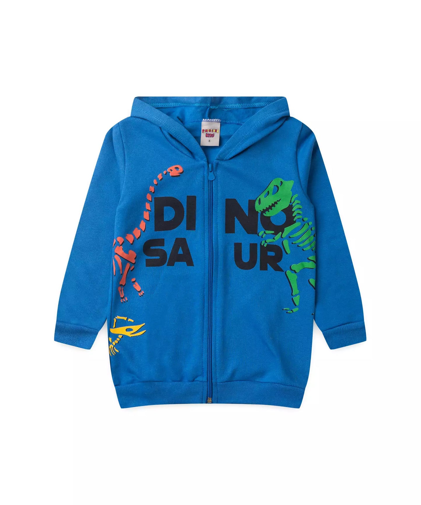 Jaqueta de Moletom Infantil Masculina Dinossauro Azul
