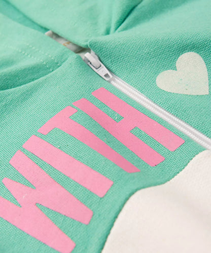 Jaqueta Infantil Feminina Estampada com Capuz Verde