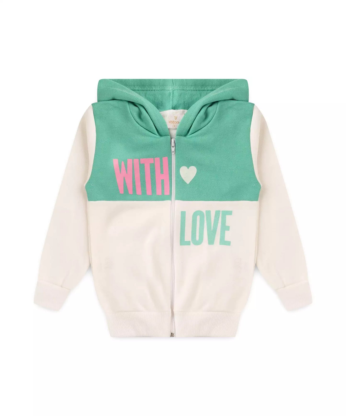 Jaqueta Infantil Feminina Estampada com Capuz Verde