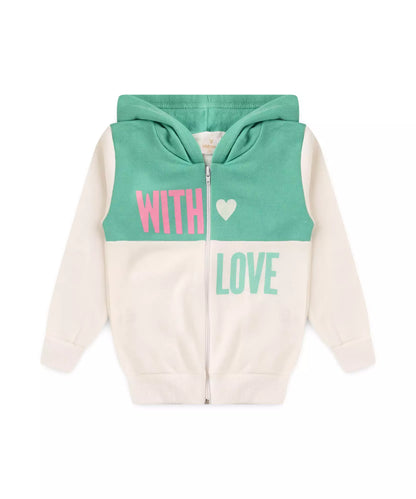 Jaqueta Infantil Feminina Estampada com Capuz Verde