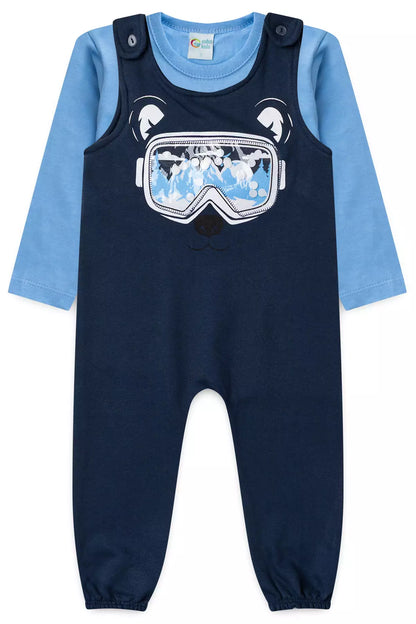 Jardineira de Frio Infantil Menino Snow Glass Marinho