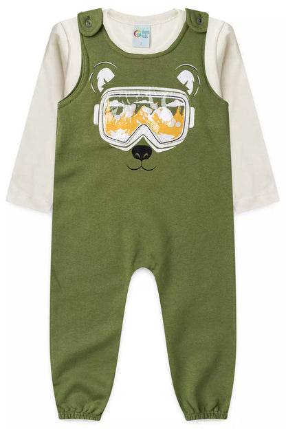 Jardineira de Frio Infantil Menino Snow Glass Verde