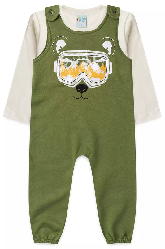 Jardineira de Frio Infantil Menino Snow Glass Verde
