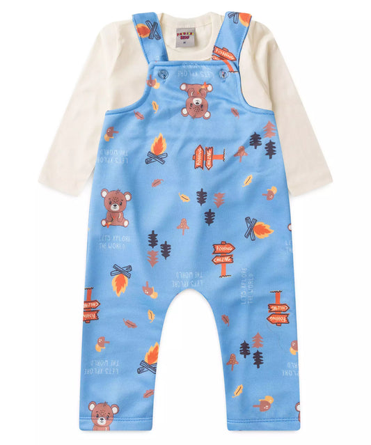 Jardineira de Inverno para Bebê Menino Urso Azul