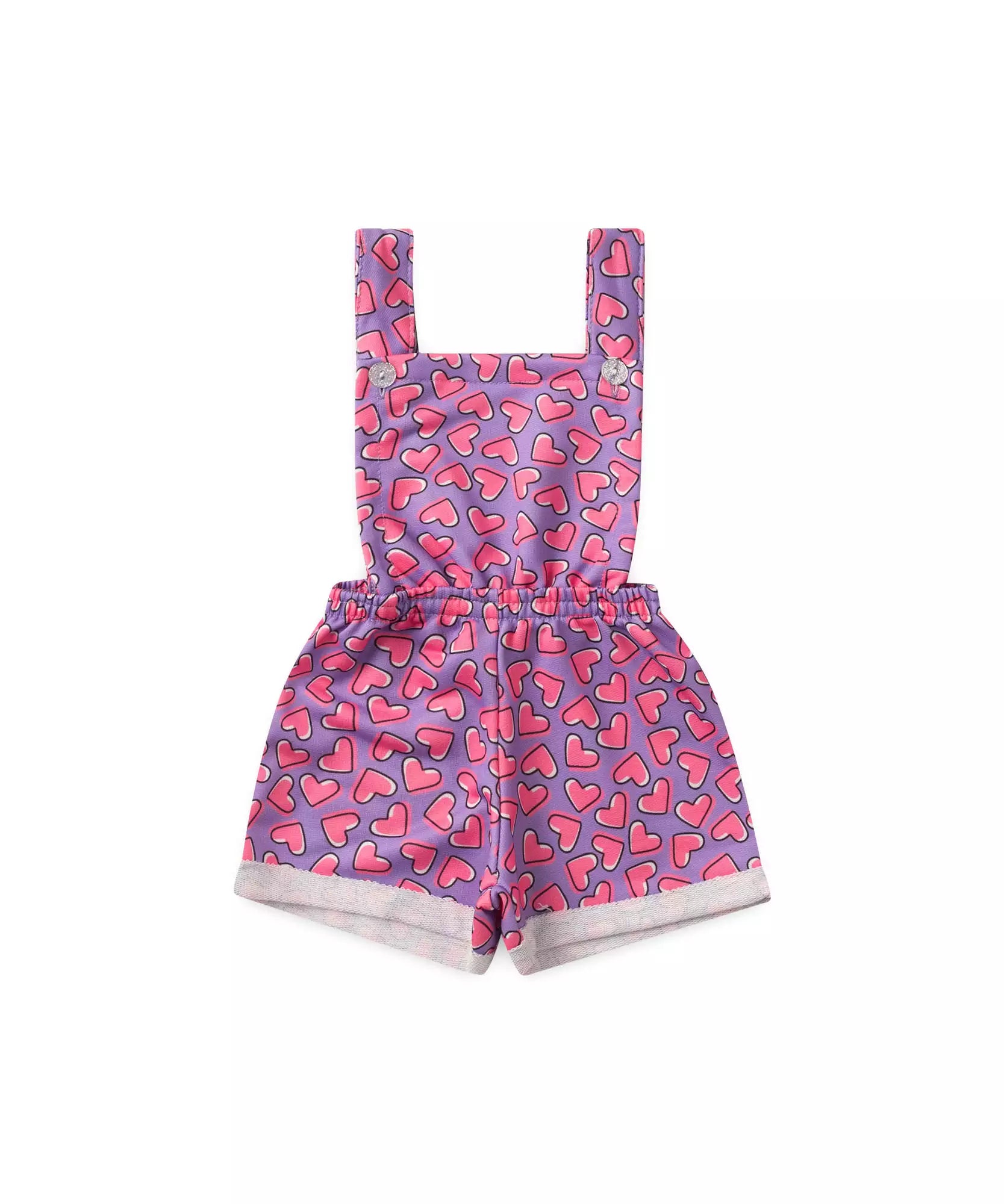 Jardineira de Verão para Bebê Menina Coração Lilás