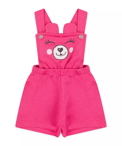 Jardineira de Verão para Bebê Menina Ursinho Pink