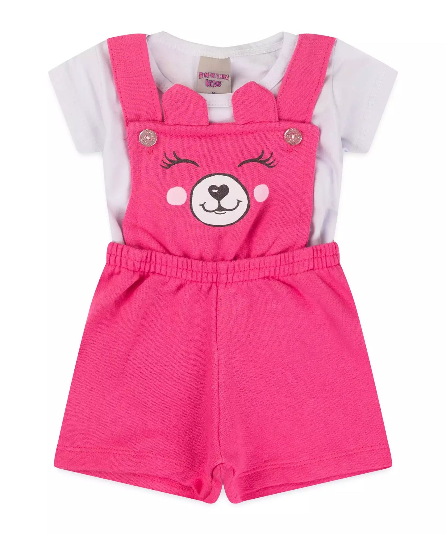Jardineira de Verão para Bebê Menina Ursinho Pink