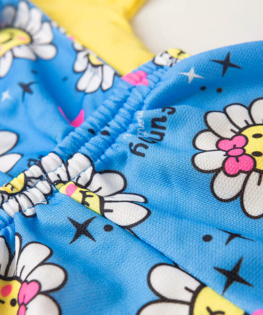Jardineira de Verão para Menina Floral Azul