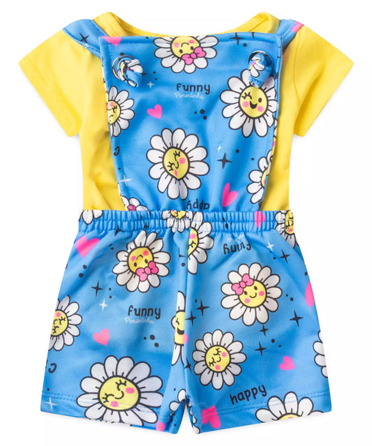 Jardineira de Verão para Menina Floral Azul