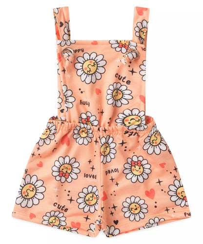 Jardineira de Verão para Menina Floral Salmão