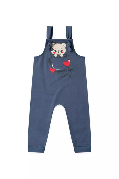 Jardineira Happy Bear de Inverno Infantil Menina Cinza