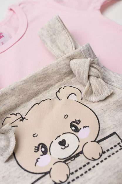 Jardineira Happy Bear de Inverno Infantil Menina Mescla