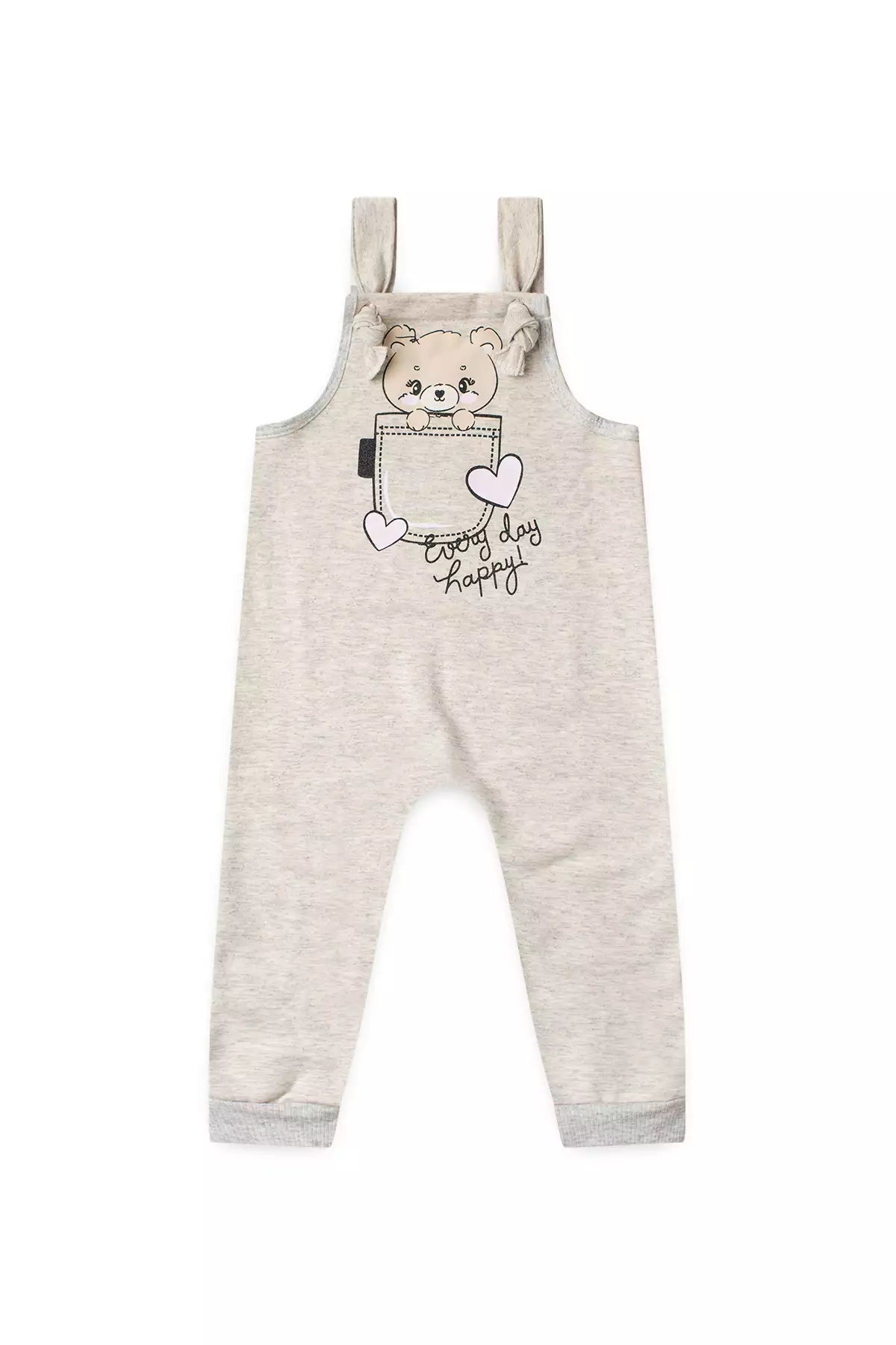 Jardineira Happy Bear de Inverno Infantil Menina Mescla
