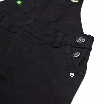Jardineira em Sarja Jogger Preta para Bebê Menino com Bolso