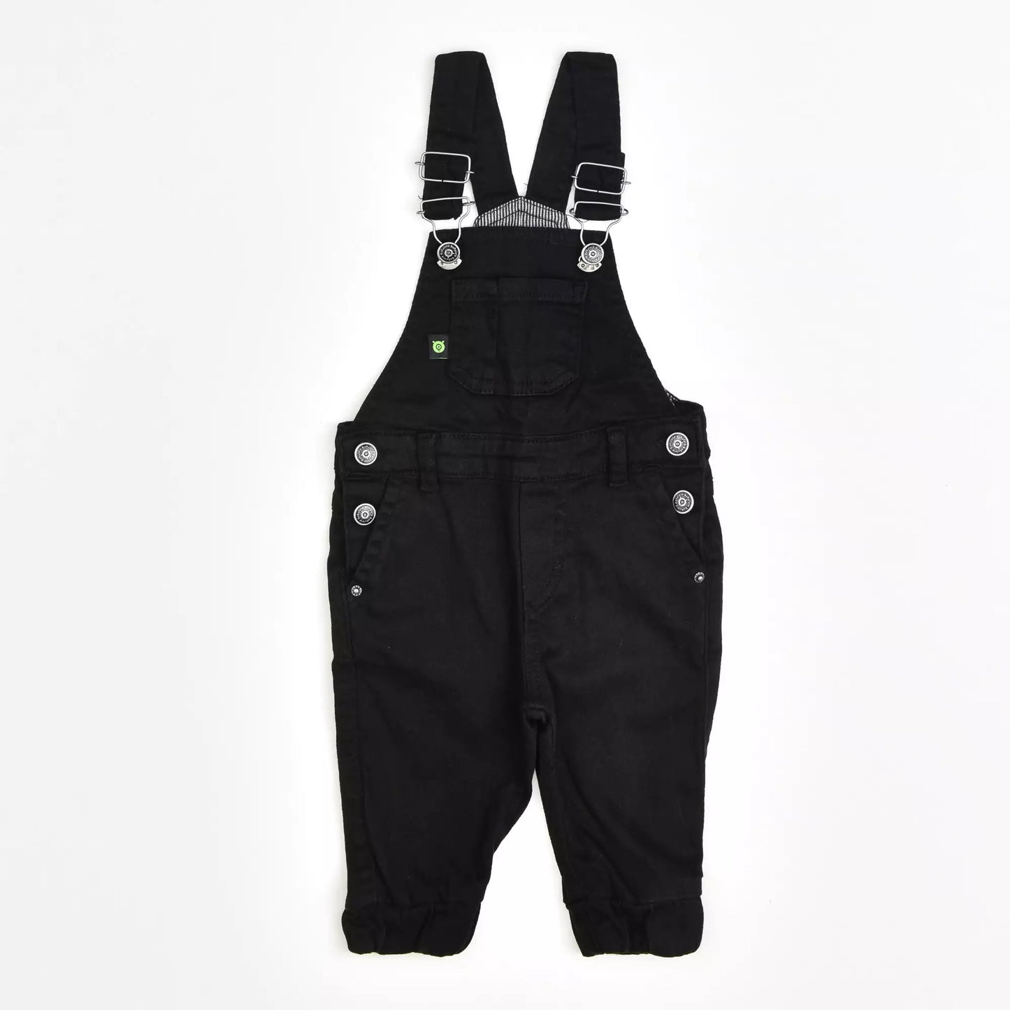 Jardineira em Sarja Jogger Preta para Bebê Menino com Bolso