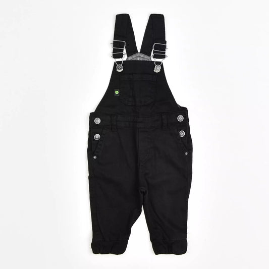 Jardineira em Sarja Jogger Preta para Bebê Menino com Bolso