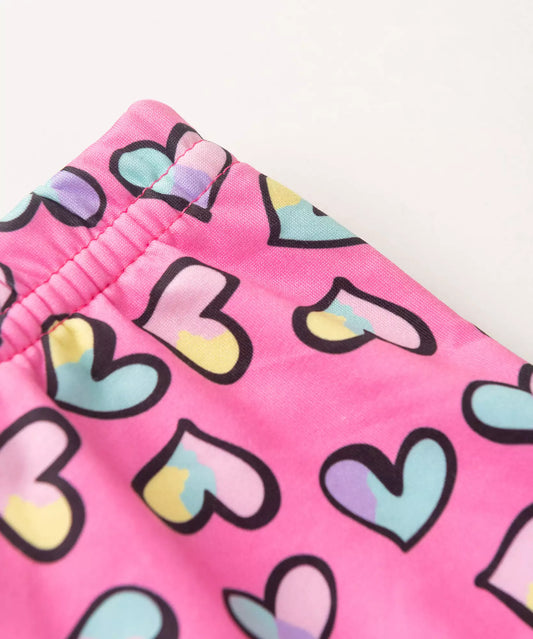 Legging Infantil Feminina Coração Pink