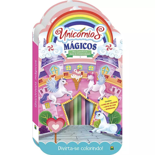 Livro Infantil para Colorir Unicórnios com Lápis de Cor