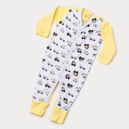 Macacão de Bebê Menino Amarelo Caminhão com Botão