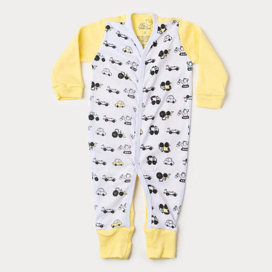 Macacão de Bebê Menino Amarelo Caminhão com Botão