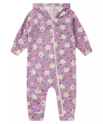 Macacão de Inverno para Bebê Menina Unicórnio Lilás