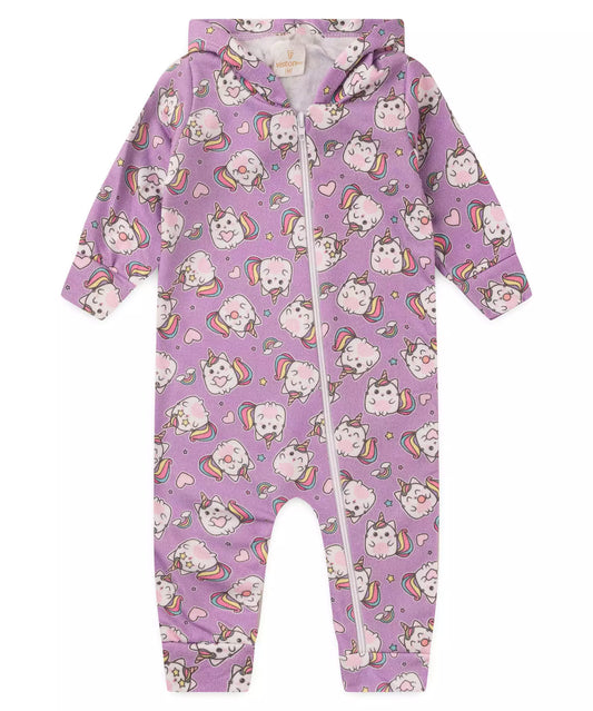Macacão de Inverno para Bebê Menina Unicórnio Lilás