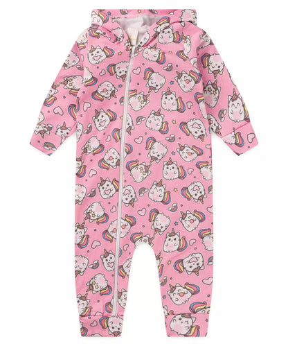 Macacão de Inverno para Bebê Menina Unicórnio Rosa