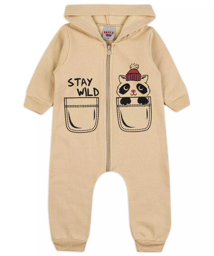 Macacão de Inverno para Bebê Menino Ursinho Marrom