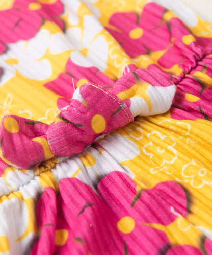 Macaquinho de Verão Infantil Feminino Floral Amarelo
