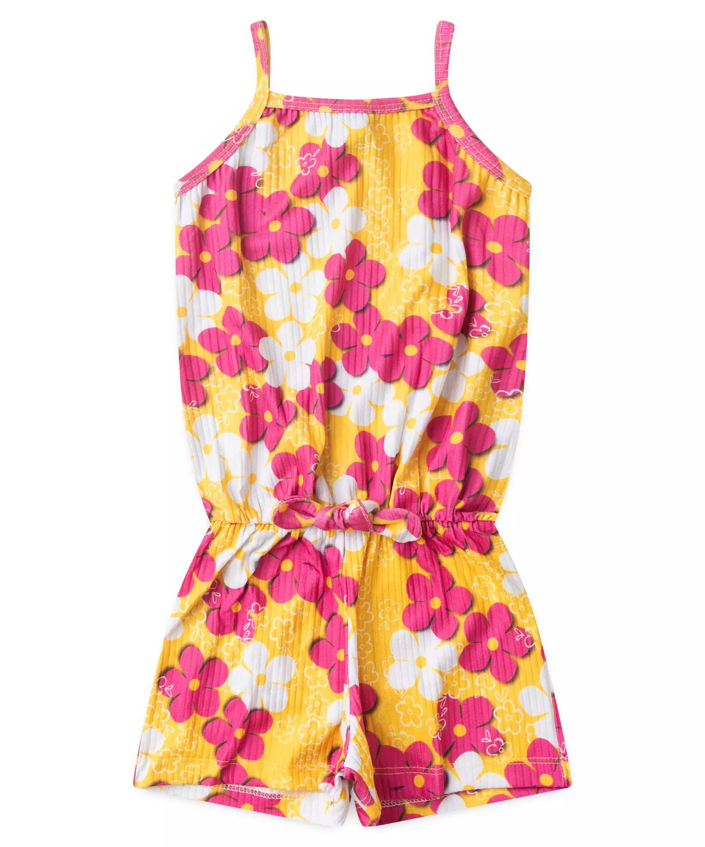 Macaquinho de Verão Infantil Feminino Floral Amarelo