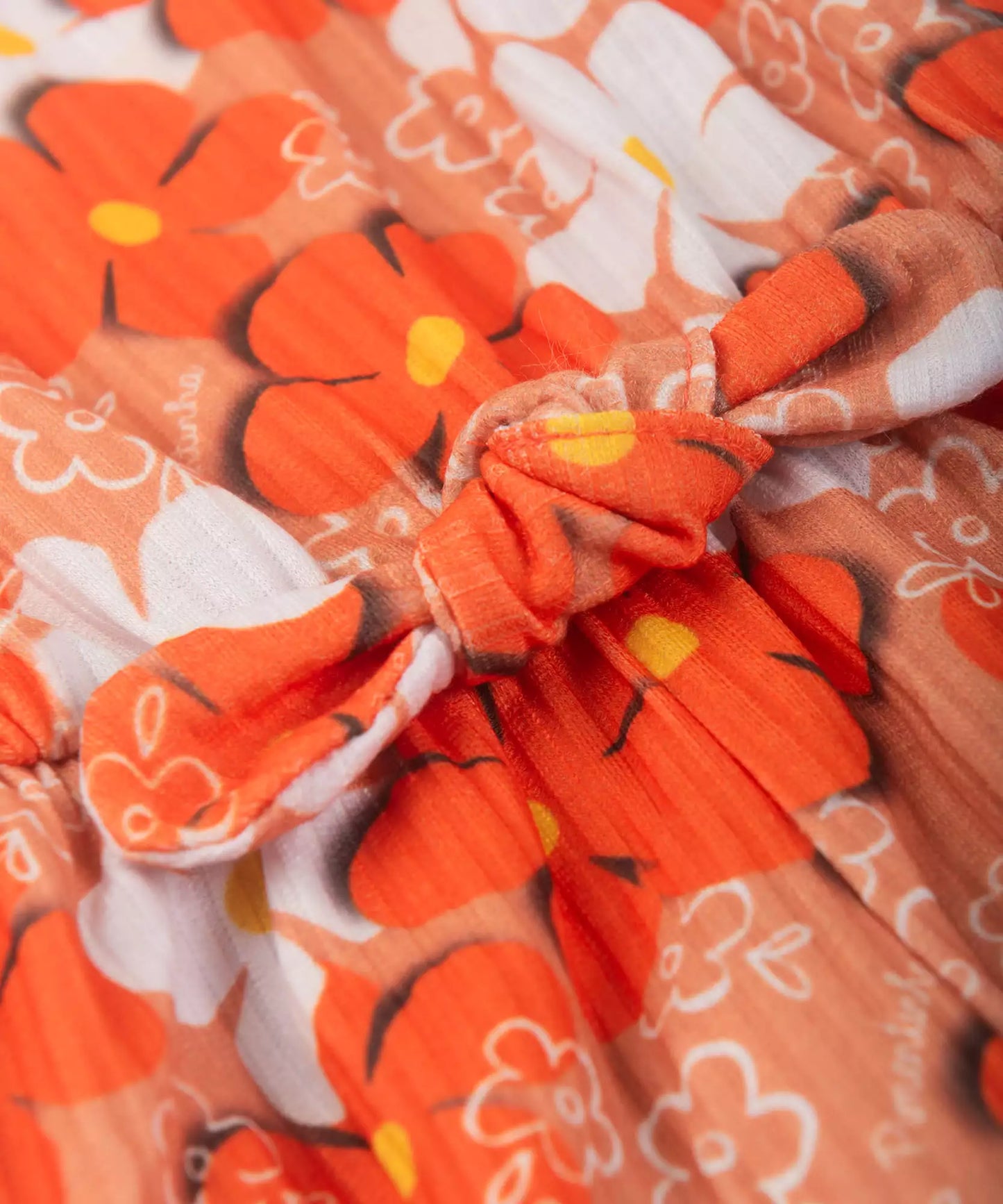Macaquinho de Verão Infantil Feminino Floral Salmão