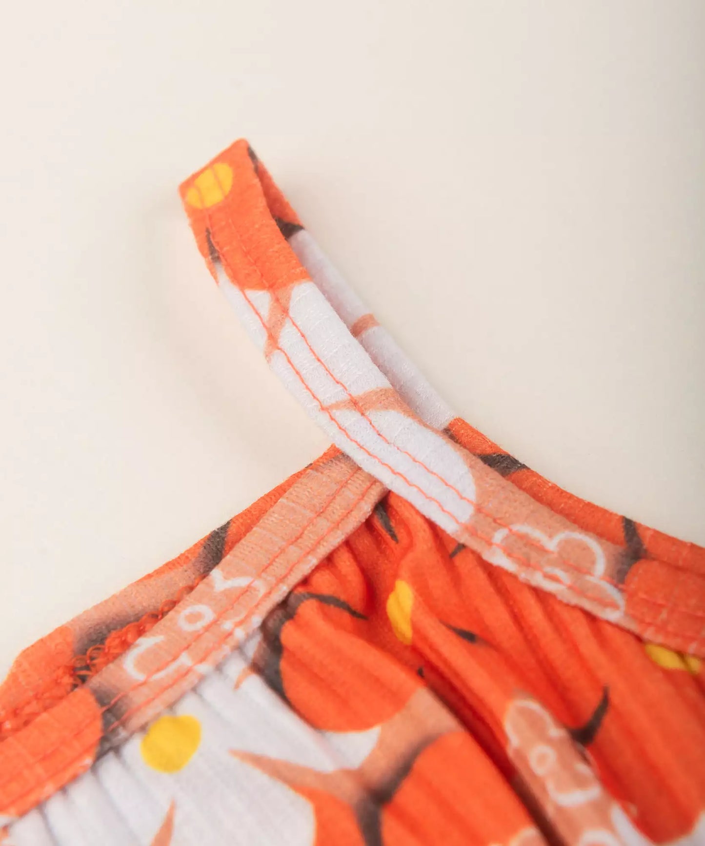 Macaquinho de Verão Infantil Feminino Floral Salmão