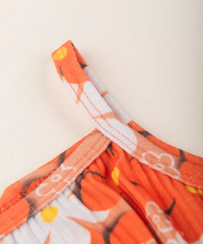 Macaquinho de Verão Infantil Feminino Floral Salmão