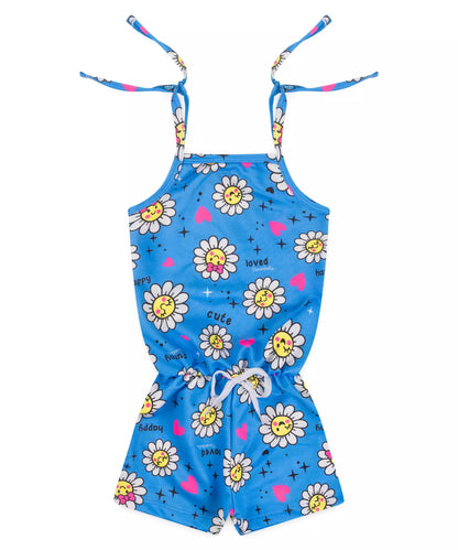 Macaquinho de Verão para Menina Floral Azul