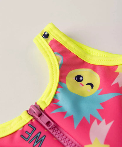 Maiô Infantil Feminino com Proteção UV 50+ Estampado Pink