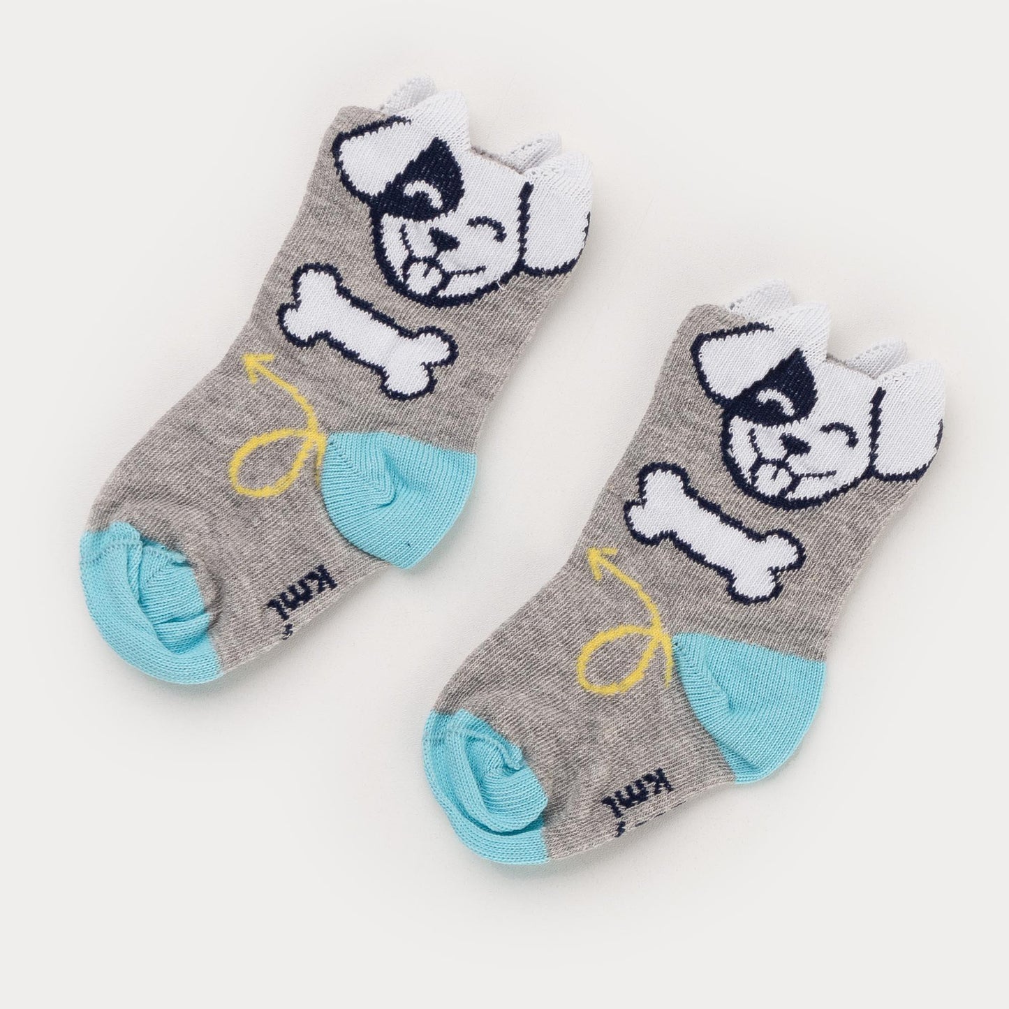 Meia Soquete para Bebê Menino Cinza Cachorrinho
