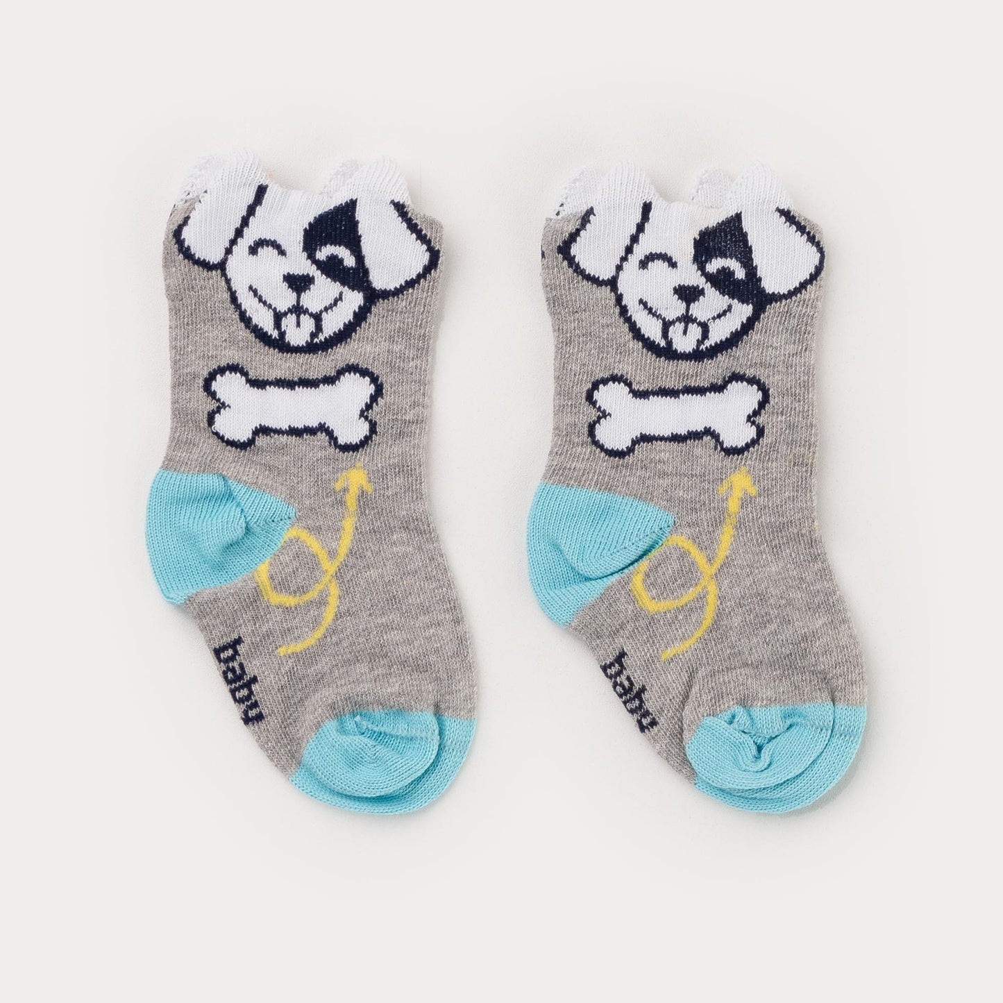 Meia Soquete para Bebê Menino Cinza Cachorrinho