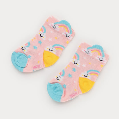 Meia Soquete para Bebê Menina Rosa Panda