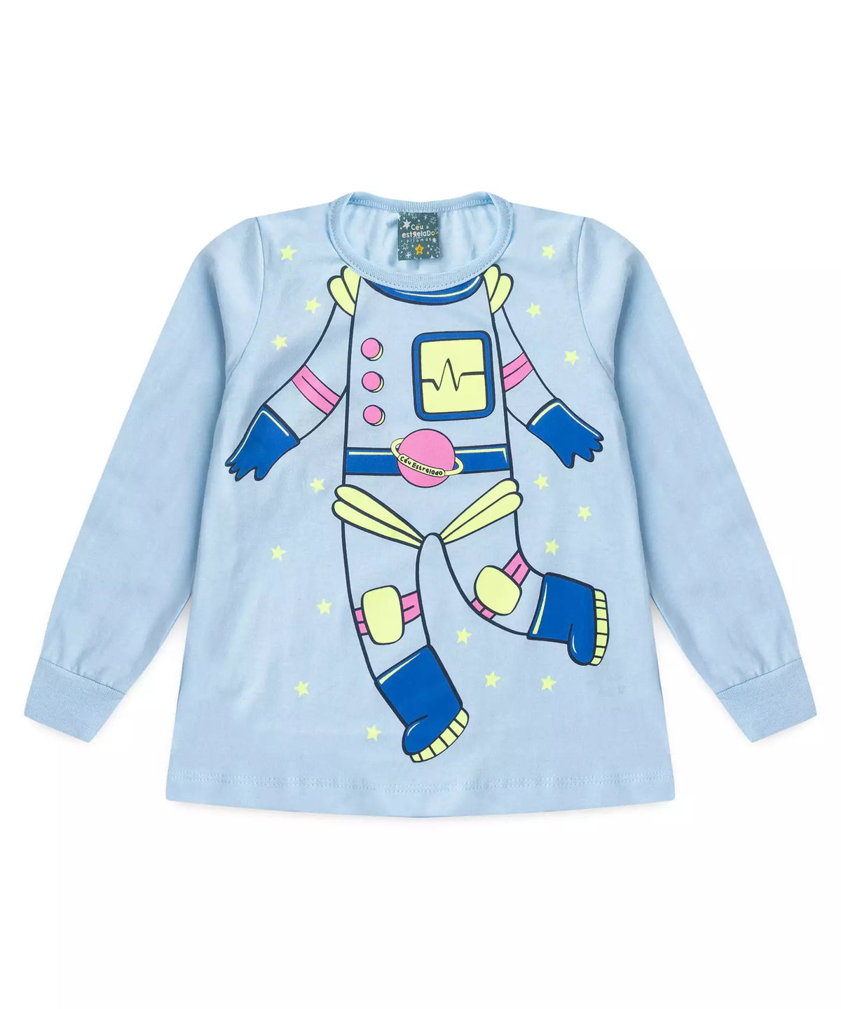 Pijama de Inverno Infantil Feminino Astronauta Azul
