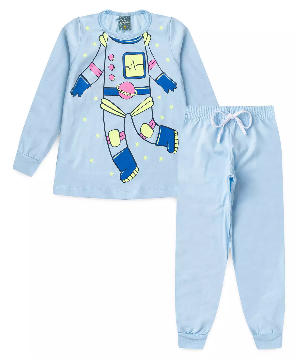 Pijama de Inverno Infantil Feminino Astronauta Azul