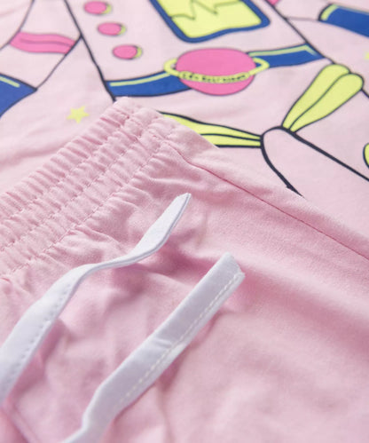 Pijama de Inverno Infantil Feminino Astronauta Rosa