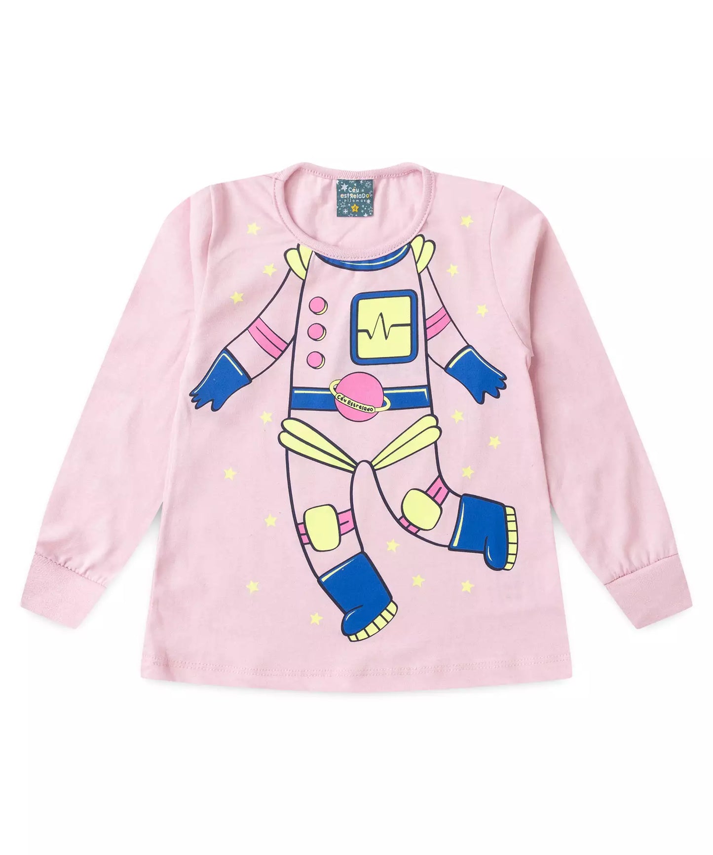 Pijama de Inverno Infantil Feminino Astronauta Rosa