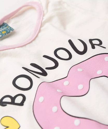 Pijama de Inverno Infantil Feminino Cachorrinho Marfim