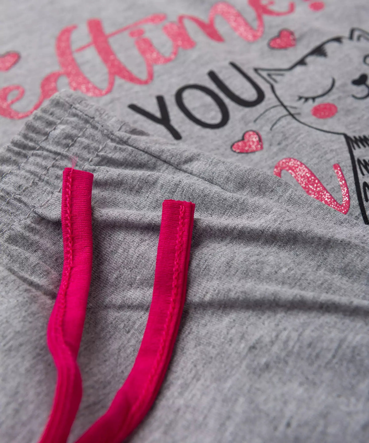 Pijama de Inverno Infantil Feminino Gato Mescla