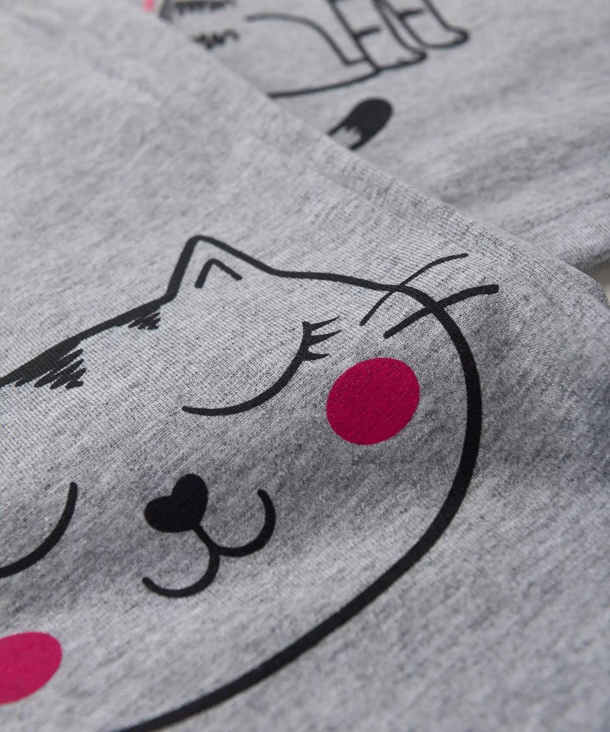 Pijama de Inverno Infantil Feminino Gato Mescla