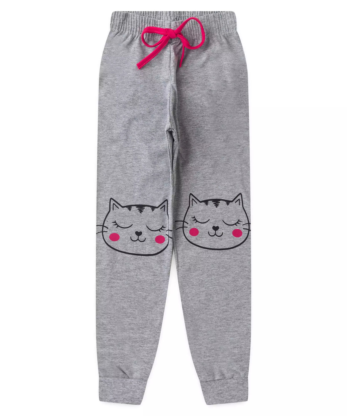 Pijama de Inverno Infantil Feminino Gato Mescla