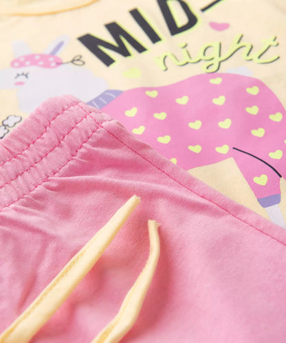 Pijama de Inverno Infantil Feminino Lhama Amarelo